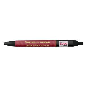 Stylo Noir Conférence Rouge Foncé avec Texte Doré Faux Cuir