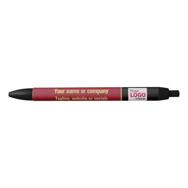 Stylo Noir Conférence Rouge Foncé avec Texte Doré Faux Entrep (Devant)