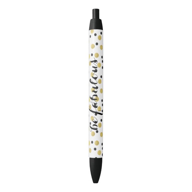 Stylo Noir Confettis noirs d'or fabuleux (devant Vertical)