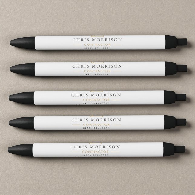 Stylo Noir Construction de bâtiments Or Blanc (Créateur téléchargé)