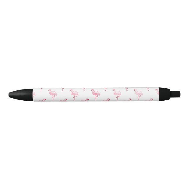 Stylo Noir Cool rose Tropical Flamingo Patte sur blanc (Devant)