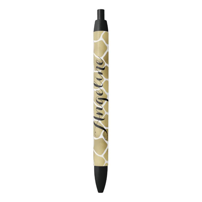 Stylo Noir Copie de girafe d'or personnalisée (devant Vertical)