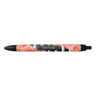 Stylo Noir Corail et Aqua Floral