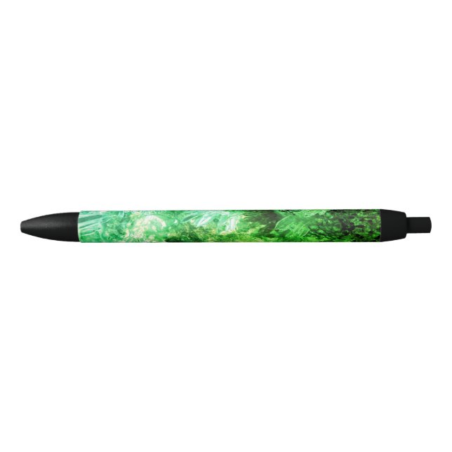 Stylo Noir Couches de cristaux verts (Devant)