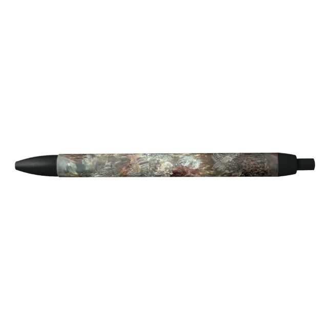 Stylo Noir Couches sourdines de cristaux bruns (Devant)