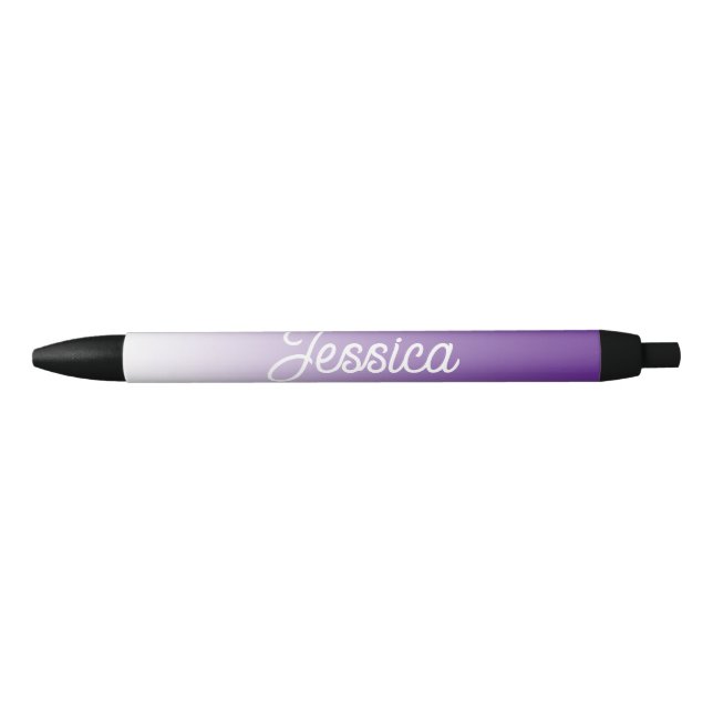 Stylo Noir Couleur ombrée violette (modifiable) et votre text (Devant)