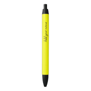 Stylo Noir Couleur uni jaune néon