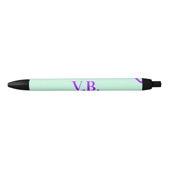 Stylo Noir Couleur unie simple ajouter un nom texte monogramm (Devant)