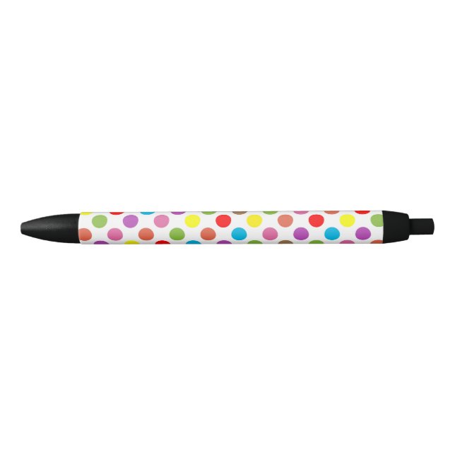 Stylo Noir Couleurs arc-en-ciel pois (Devant)