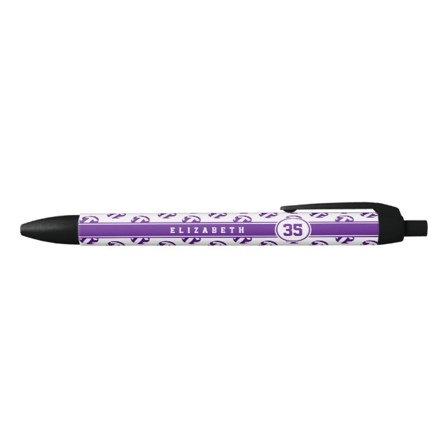 Stylo Noir couleurs de l'équipe de volley-ball violet filles  (Haut)