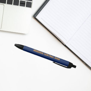 Stylo Noir Couleurs et nom de l'école Bleu marine et Orange
