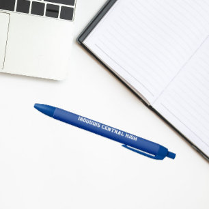 Stylo Noir Couleurs et nom de l'école en bleu royal et blanc