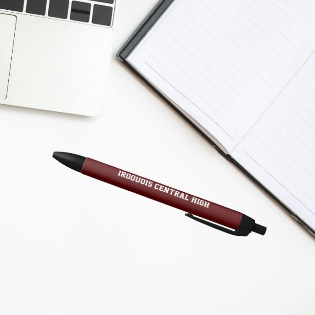 Stylo Noir Couleurs et nom de l'école Marron et Blanc (In Situ)
