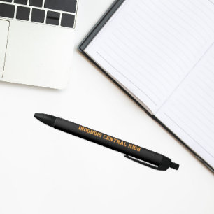 Stylo Noir Couleurs et nom de l'école noir et orange