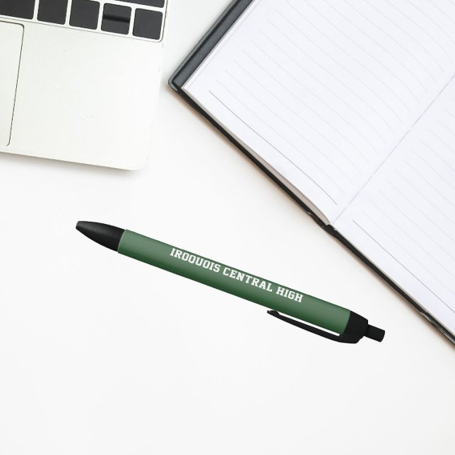 Stylo Noir Couleurs et nom de l'école vert et blanc (In Situ)