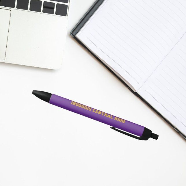Stylo Noir Couleurs et nom de l'école Violet et Or (In Situ)