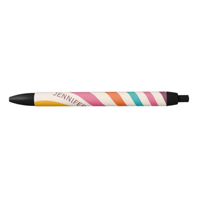 Stylo Noir Courbes de style rétro coloré (Devant)