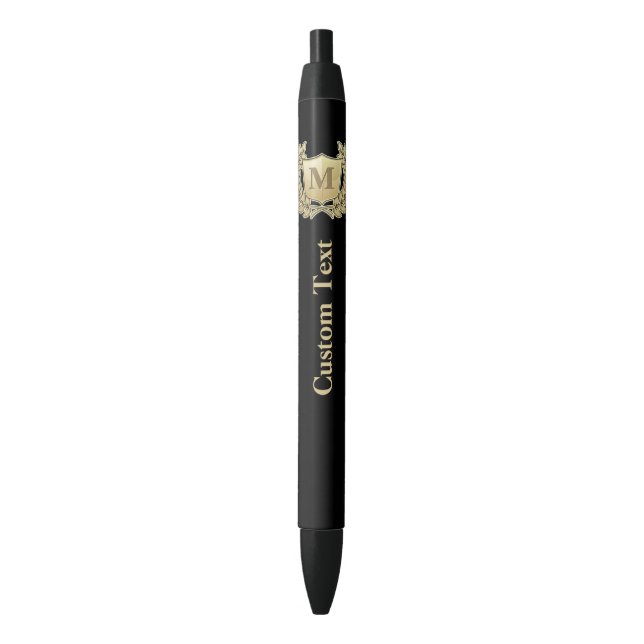 Stylo Noir Couronne avec bouclier (devant Vertical)