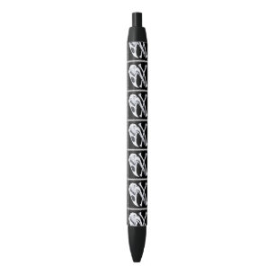Stylo Noir Crâne de coq et os croisés