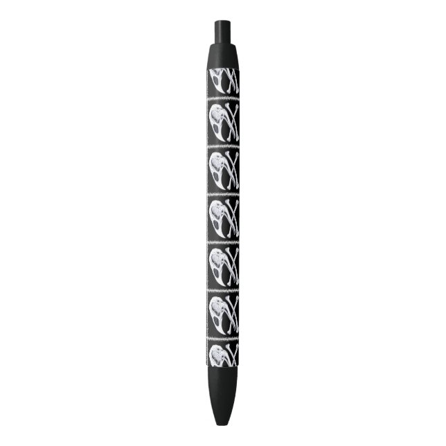 Stylo Noir Crâne de coq et os croisés (devant Vertical)