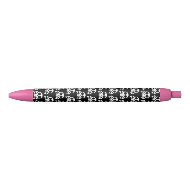 Stylo Noir crâne effrayant sur fond noir (Devant)