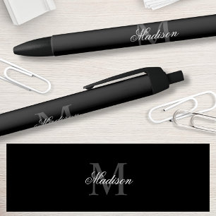 Stylo Noir Créer Votre Nom Personnalisé Monogramme Calligraph