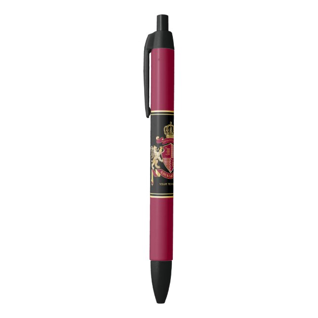 Stylo Noir Créez votre propre blason d'armoiries d'or rouge (Haut (Vertical))