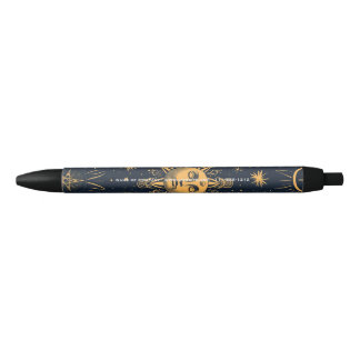 Stylo Noir Créez votre propre Lune et Étoiles en Or Bleu Céle