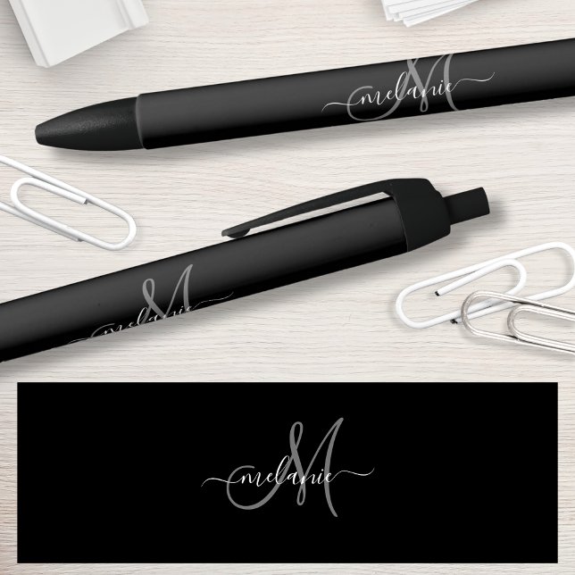 Stylo Noir Créez Votre Propre Monogramme Personnalisé Et Un S (Créateur téléchargé)