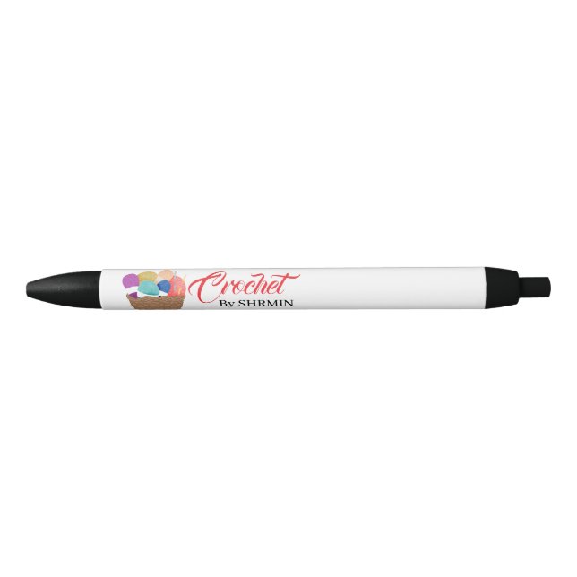 Stylo Noir Crochet blanc minimaliste  (Devant)