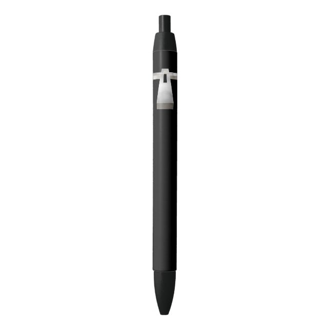 Stylo Noir Croix chrétienne (devant Vertical)