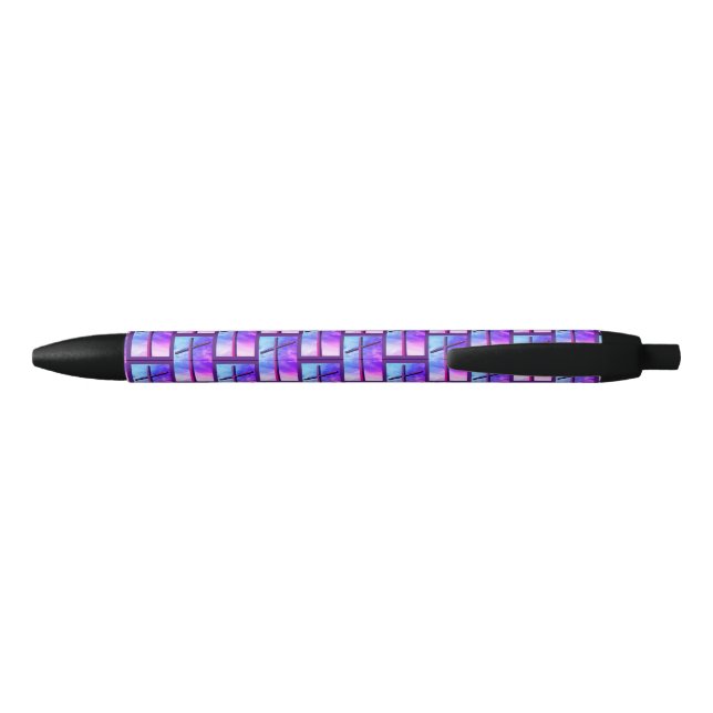 Stylo Noir CROIX chrétienne violette (Dos)