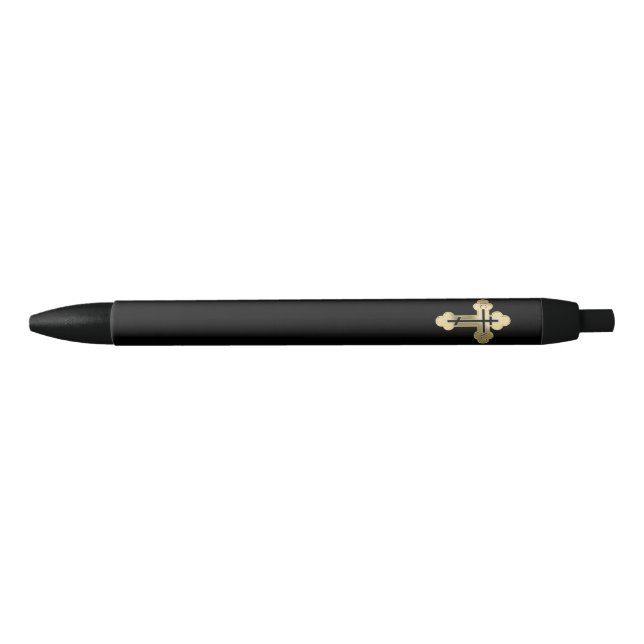 Stylo Noir Croix orthodoxe chrétienne (Devant)