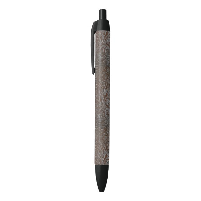 Stylo Noir Cuir brun rustique de pays occidental de cowboy (Haut (Vertical))