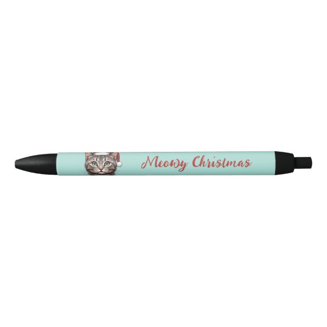 Stylo Noir Custom Cute Christmas Cat with Santa Hat (Devant)