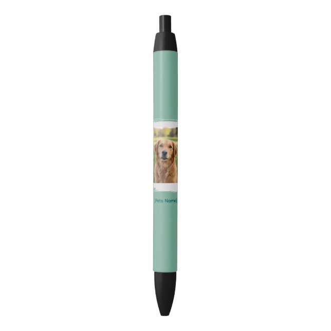 Stylo Noir Custom Pet Photo & Name Ink Pen | Office Supplies (devant Vertical)