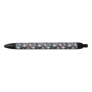 Stylo Noir Cute Boy Space Planet Aquarelle Bleu Orange