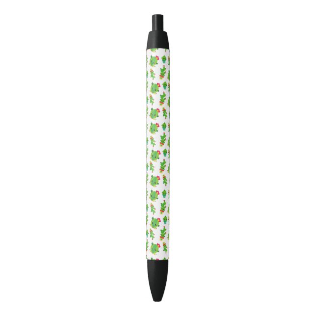 Stylo Noir Cute Cactus, Green Cactus, Motif Cactus (devant Vertical)