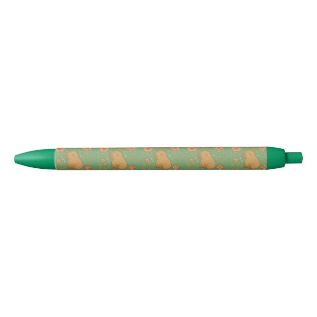 Stylo Noir "Cute Capybara Pen - Kawaii Animal Back to School" (Devant)