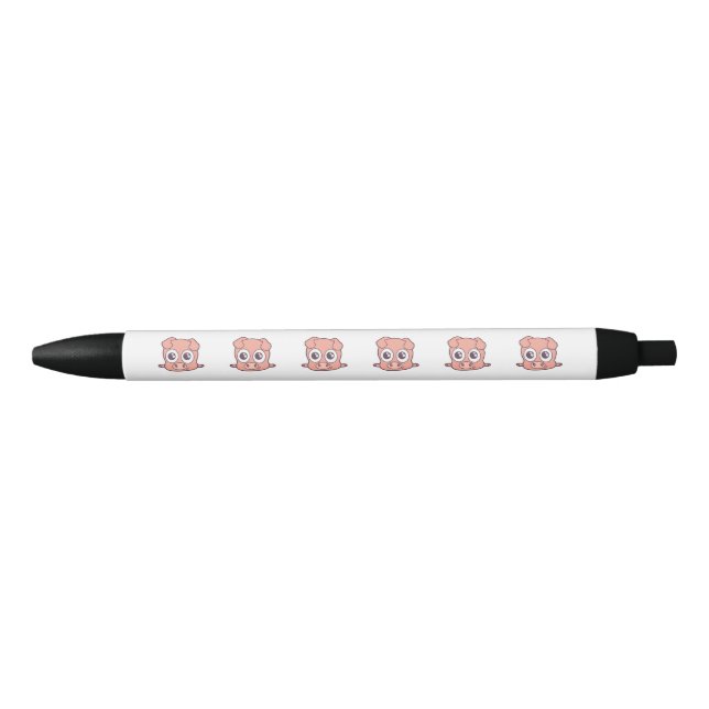 Stylo Noir Cute clipart de porc (Devant)
