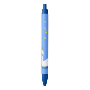 Stylo Noir Cute cygne blanc avec dessin de la couronne