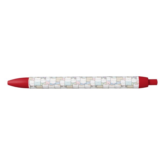 Stylo Noir Cute Doodle Kitten Visages Motif (Devant)