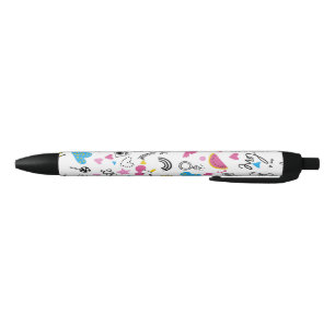Stylo Noir Cute Girl Fun Unicorn Rainbow Stars Papillons