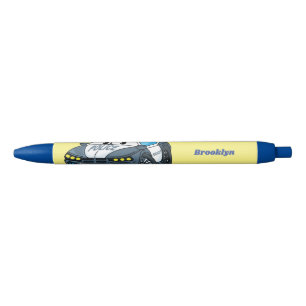 Stylo Noir Cute happy police car cartoon illustration