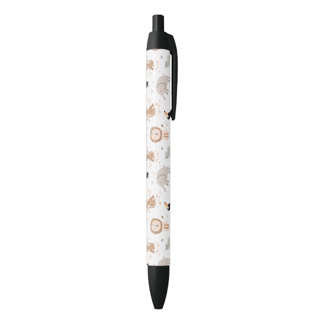 Stylo Noir Cute Jungle Rainforest Animaux Motif (Bas (Vertical))