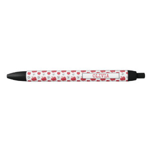 Stylo Noir Cute Motif rouge pomme personnalisé