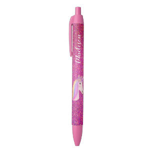 Stylo Noir Cute Parties scintillant rose Unicorne Parkle pers