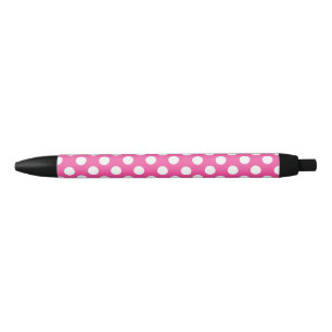 Stylo Noir Cute Polka Dot Motif sans couture sur rose