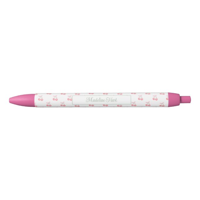 Stylo Noir Cute Tendance Cerises Personnalisées (Devant)