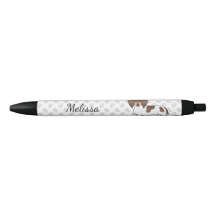 Stylo Noir Dachshund à poil long chocolat et tan piebalde & n